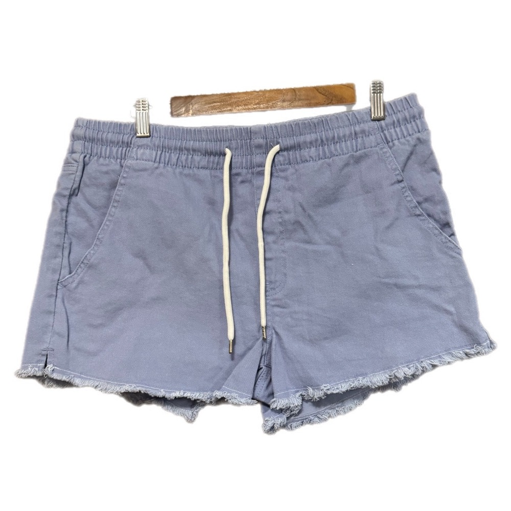 Celebrity Pink Pull-On Shorts Womens Large Blue NEW Frayed Hem Drawstring Twill